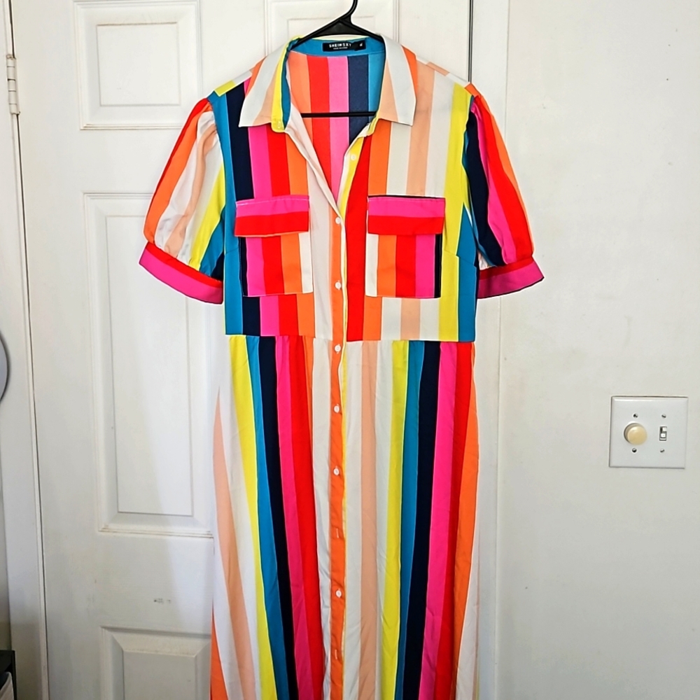 Shein Dress summer dress rainbow dress